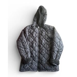 Women's PATAGONIA Black Rare Vintage USA Made Insulated Coat Fur Trim Jacket L